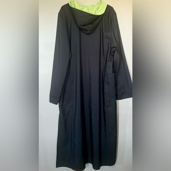 EUC Long Rain Hooded Jacket Reversible Black & Lime Green Coat - Women’s XL XXL - Picture 4 of 13